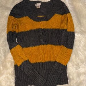 Arizona Jean Company Charcoal and Mustard Striped Sweater